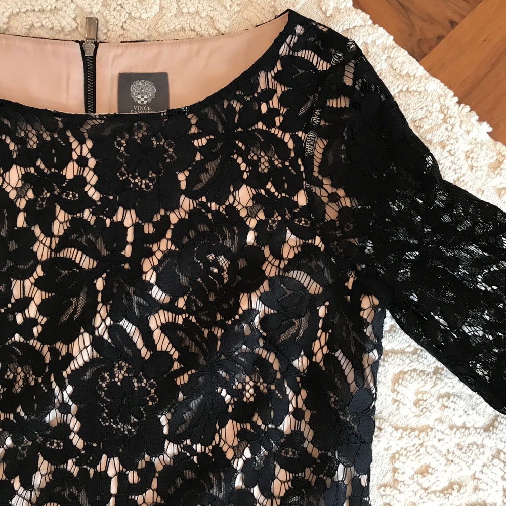 Vince Camuto ⭐️ Black Lace Shift Dress Boatneck 6